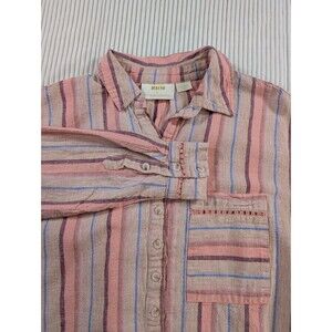 Maeve Anthropologie Top Womens XS Pink Stripe Lida Linen Blend Bohemian
